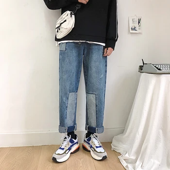 

Men's jeans 2019 autumn and winter new solid color wild straight jeans young people personality fashion trend men's clothing