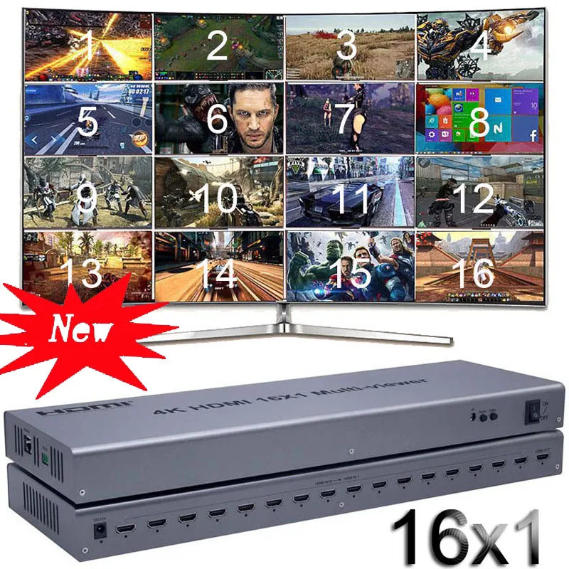 US $189.80 4K HDMI 16x1 Quad MultiViewer Switcher 16 In 1 Out Seamless Switch Multiviewer Picture Screen Divider Converter Ethernet RS232