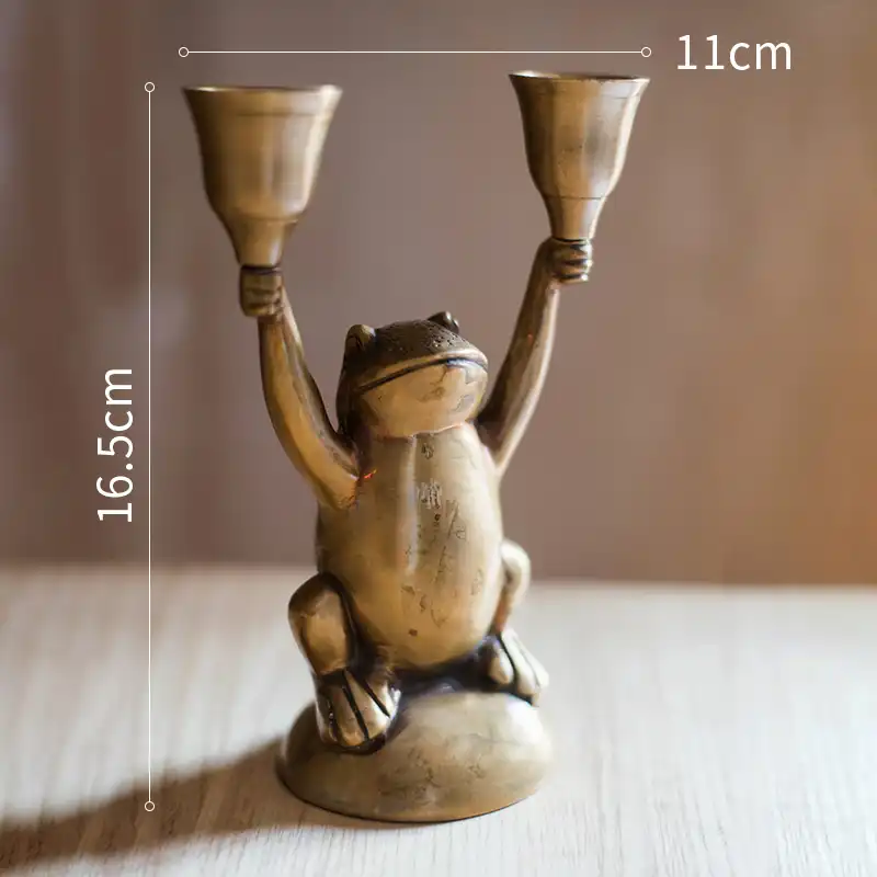 Candle Stand Vintage Brass Handmade Frog Candlestick Study Ornaments