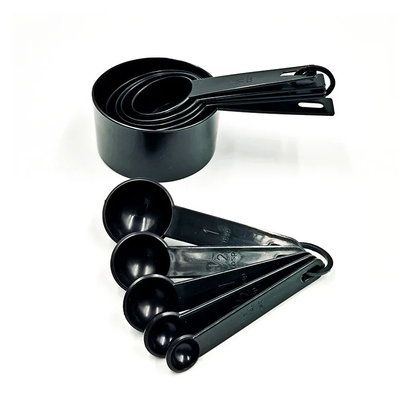

10pcs/lot Black Baking Tool Measuring Cup Coffee Measuring Spoon Kitchen Baking Cooking Tools Set Kitchen Supplies Hand Held Set