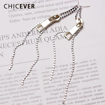 

CHICEVER Korean Patchwork Zipper Earrings For Women Chic Style Long Earring Female 2020 summer Fashion Clothes Accessories New