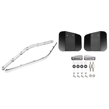 

2 Pcs Motorcycle Connecting Fairing Bow Shaped Chrome Strake & 2 Pcs Motorcycle Deflector Mount Tint Mirror Wind Case