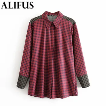 

Fashion Za Women Shirt 2020 Autumn Casual Plaid Print Turn-Down Collar Shirts Blouses Loose Ladies Long Sleeve Blusas Tops