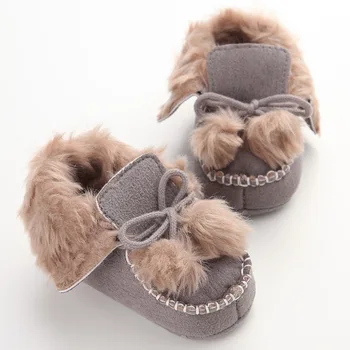 

Unisex Baby Boy Girl Crib Shoes Lace Up Soft Furry Snow Boots Winter Booties Infant Toddler Newborn 0-1Y Pink Khaki Brown Gray