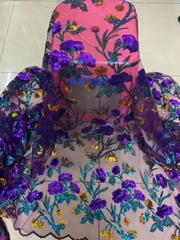 

New Sequins Lace Fabric 2020 High Quality Latest Sequins African Lace Fabric Wedding French Tulle Lace Fabric Nigerican Wedding