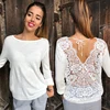 2022 New Sexy Women's Longsleeve Loose Lace Back Casual Shirt Autumn Tops T-Shirt Fashion Women Clothes ► Photo 2/3
