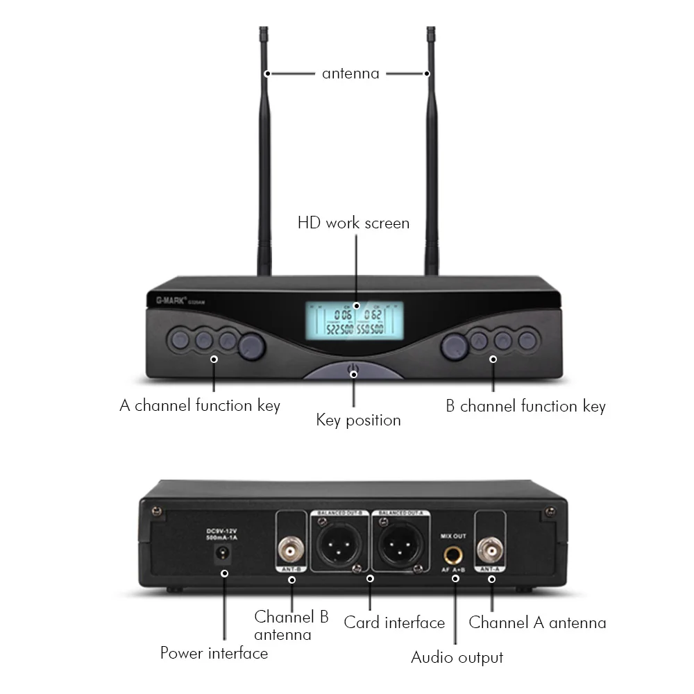 Wireless Microphone G-MARK G320AM Professional UHF Handheld Mic Frequency Adjustable 100M Receive For Karaoke Church Party Show