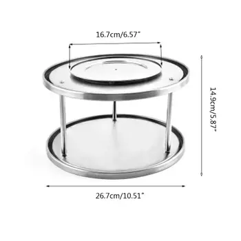 

Stainless Steel 2 Tier Spice Turntable 360 Degree Tabletop Stand Tray Spice Rack