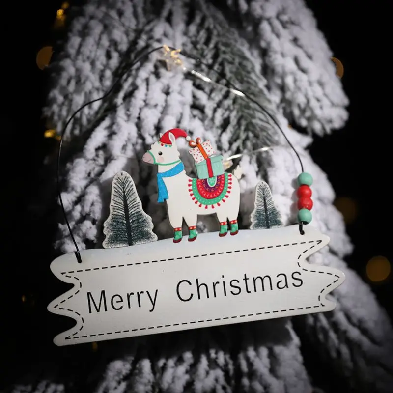 Рождественские деревянные подвески из альпаки, украшения, сделай сам, Рождественская елка, подвесные украшения для двери, украшения для рождественской вечеринки, подарки D08D