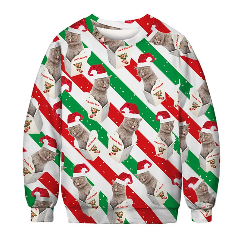 Мужской и Женский Уродливый Рождественский свитер 3D забавная толстовка с капюшоном пуловер с длинным рукавом свитера джемперы топы размера плюс одежда 3XL