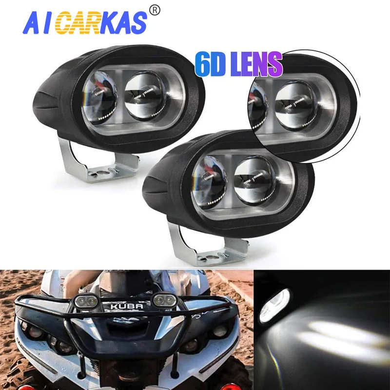 AICARKAS 2PCS 6D Lens Waterproof Led Working Light Bars Fog Lamp Flood Beam Driving for Car Motorcycle Offroad SUV ATV 4X4 | Автомобили и