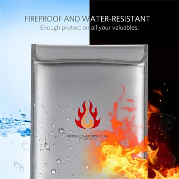 

Portable Fireproof & Waterproof Document Envelope File Dual-Layer Fireproof Document Bag Non-Itching Silicone Coated Money Pouch