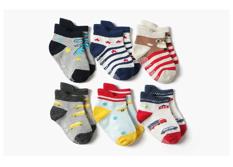 12Pairs Pack New children's boat floor socks baby socks non-slip cartoon floor children's socks