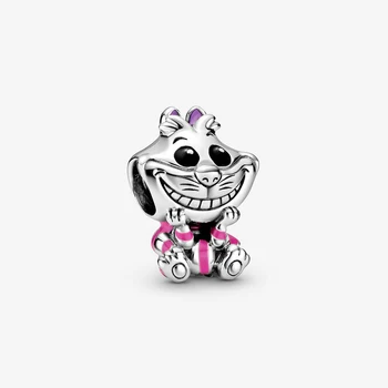 

2020 New Collection S925 Sterling Silver Beads Alice in Wonderland Cheshire Cat Charm fit Original Pandora Bracelets DIY Jewelry