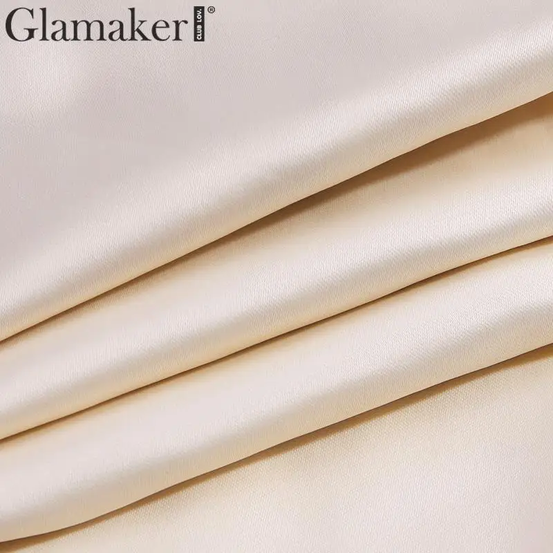 Glamaker/атласная блузка с отложным воротником, короткая винтажная блузка с длинным рукавом и v-образным вырезом, элегантная женская блузка Осень-зима, вечерние, сексуальные женские блузки