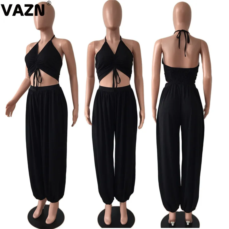 VAZN GDAN18040, v-образный вырез, для девушек, свободный, Повседневный, для ночного клуба, размера плюс, для молодых, комбинезон, без рукавов, длинные штаны, комбинезоны, сексуальные, ветрозащитные комбинезоны