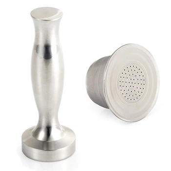 

For Nespresso Machine Coffee Capsule Cup + Tamper Set Reusable Stainless Steel Food Grade Stainless Steel 304