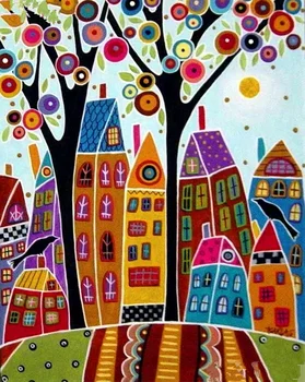 

Full Square/Round Drill 5D DIY Diamond Painting "Abstract Tree Houses" 3d Rhinestone Embroidery Cross Stitch Mosaic Home Decor