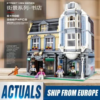 

MOC City Street view series corner European style Bookstore Model 10270 Building Kits Block Bricks Kids Toys Gifts