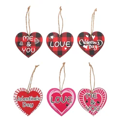 Pendentifs en forme de cœur pour la saint valentin, 12 pièces, tranches en bois avec cordes 