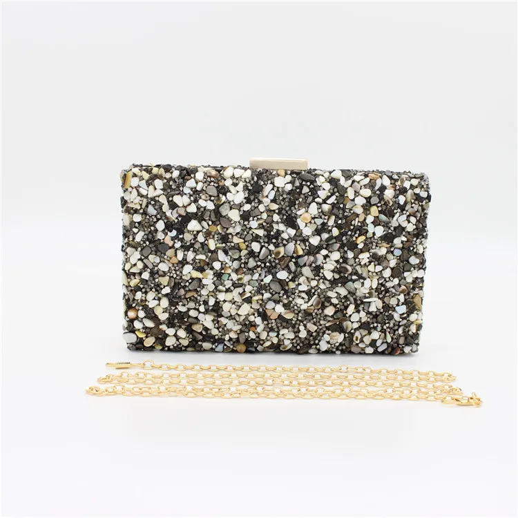 Elegant Sparkling Glitter Evening Clutch Bag Colorful Color Stone Women Messenger Shoulder Day Clutches Lady Fashion Shell Bag