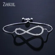 Модные браслеты и браслеты ZAKOL 8 форм с кубическим цирконием и регулируемым звеном для женщин, модные ювелирные изделия, подарок FSBP2030