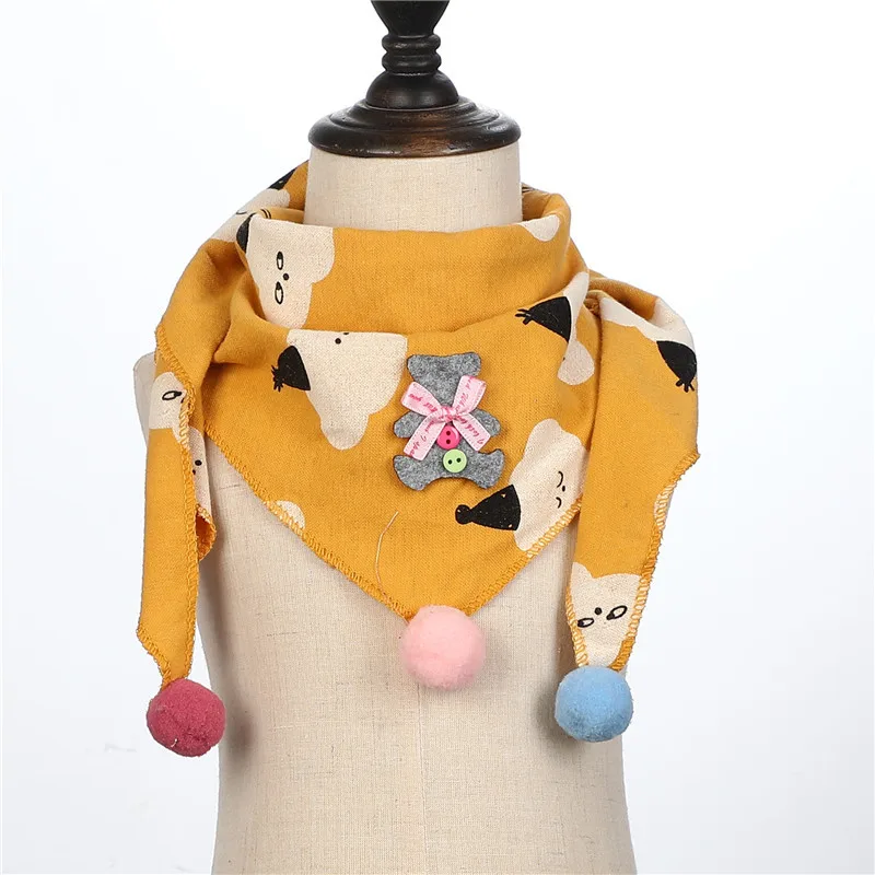 New Spring Autumn Girls Triangle Scarves Cotton and Linen Bibs Boys Girls Scarf Bibs Toddler Children Neck Wear Baby Scarf - Цвет: cloudy yellow