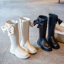 Chaussures montantes avec nœud pour enfants, baskets à la mode, longueur genou, cool, bottes pour enfants, automne hiver, chaussures d'étudiants pour filles, E09134