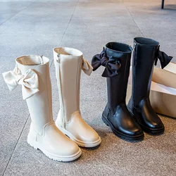 Chaussures montantes avec nœud pour enfants, baskets à la mode, longueur genou, cool, bottes pour enfants, automne hiver, chaussures d'étudiants pour filles, E09134 