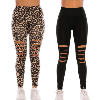 

2020 Leopard Black Women Leggins Elasticity Leggings Yoga Fitness Pant Legins Casual Milk Legging For Women Ripped Pencil Pants