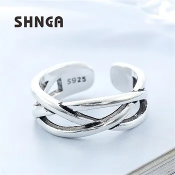 

Vintage Silver 925 Jewelry Ring 925 Sterling Silver Thai Silver Personality Cross Geometric Open Rings For Women BC022