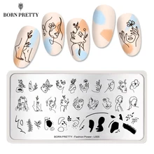 BORN PRETTY штампованные пластины для ногтей портретный цветок для дизайна ногтей шаблон стальной трафарет с геометрическим принтом модный Power-L005 BORN PRETTY штампованные пластины для ногтей портретный цветок для дизайна ногтей шаблон стальной трафарет с геометрическим принтом модный Power-L005
