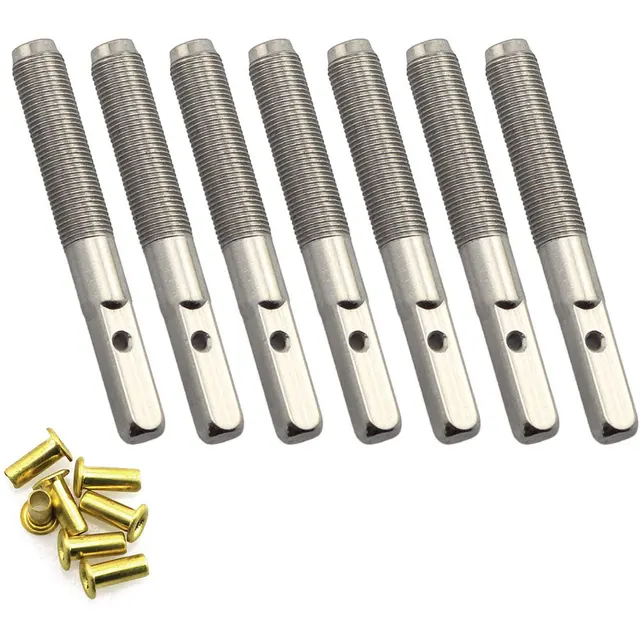 Tuning Pins With L-Shape Tuning Wrench For Lyre Harp Strings Primitive Stringed Instruments Silver 7PCS Harp Tuning Pins