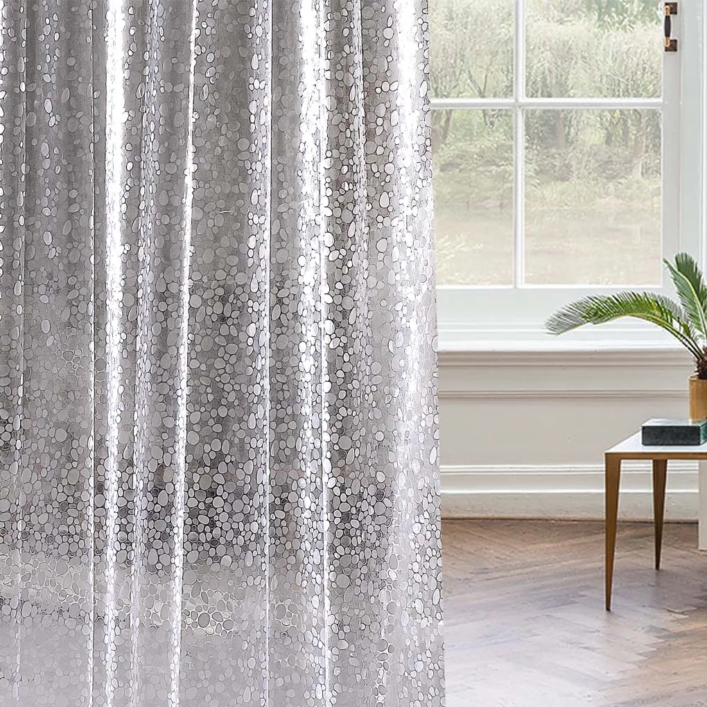 3D Cobblestone Waterproof Shower Curtain PVC Semi-Transparent Moldproof Bath Drape Bathroom Shower Divider