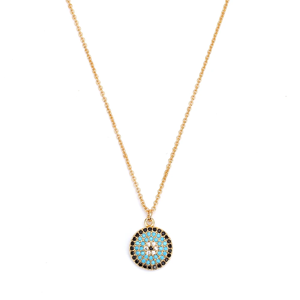 Lucky Eye турецкое круглое ожерелье от сглаза розовое золото серебро цвет микро проложить Циркон подарок, ожерелье с подвеской для женщин EY6408