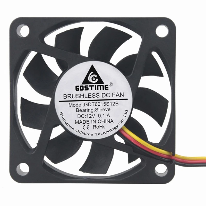 50 штук в партии Gdstime DC 12V 3Pin 6015s 6 см 60 мм 60x60x15 Бесщеточный вентилятор