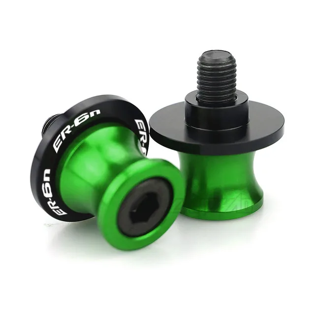 ER-6N Motorcycle Swingarm Spools Rear Stand Screws Sliders CNC Aluminum Accessories for Kawasaki ER6N 2006 - 2013 2014 2015 2016 Green