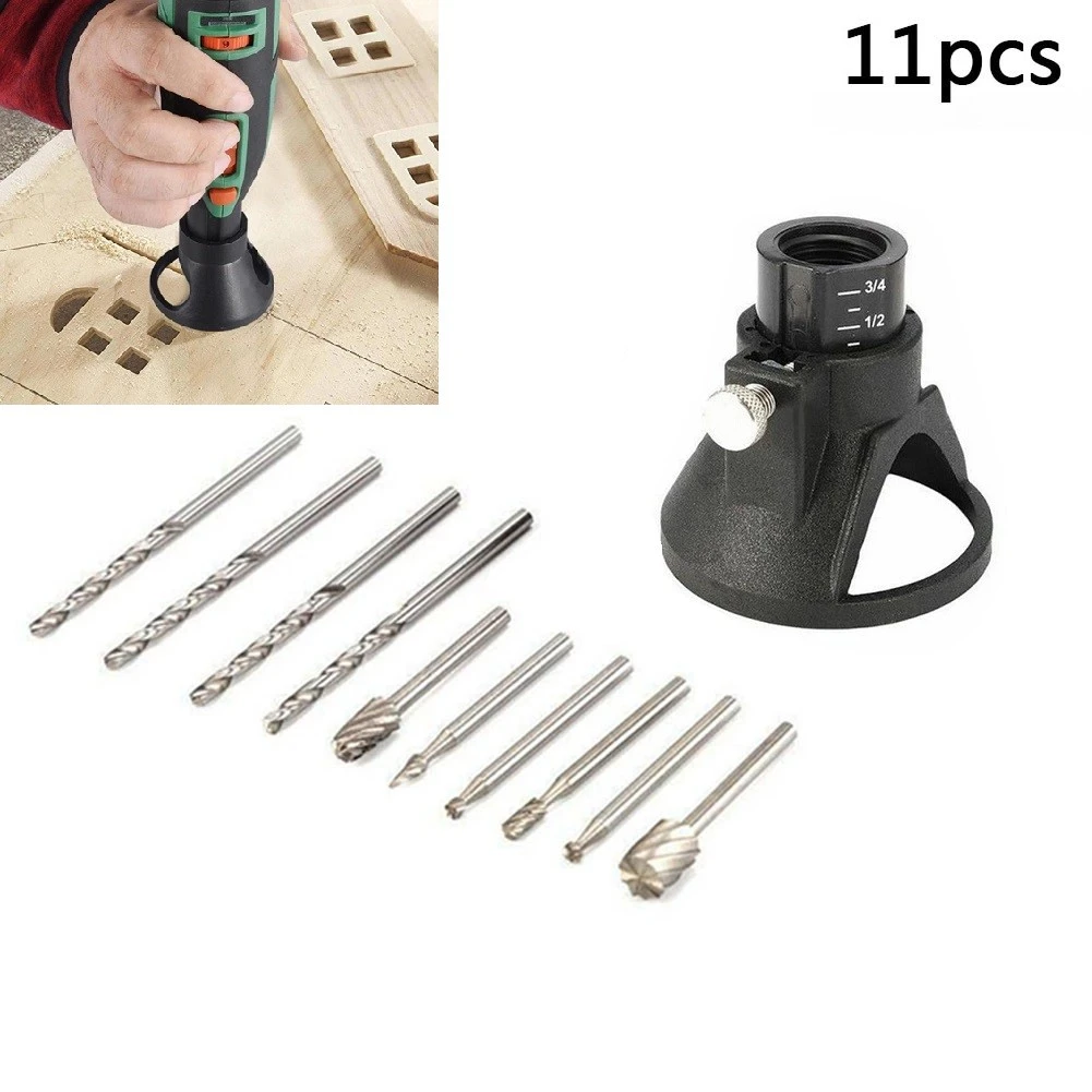 11pcs Dremel Multi Tool Cutting Guide Attachment Kit With Mini Router Drill Bits
