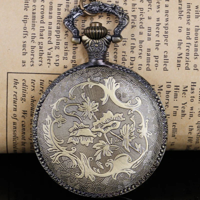Vintage Engraved Pattern Quartz Pocket Watch Necklace Pendant Women Men Gifts reloj de bolsillo