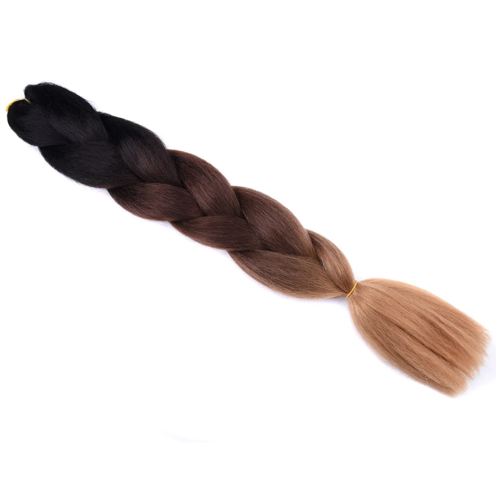 Омбре синтетические плетеные волосы 3 тона цветные волосы 24 дюйма вязанные крючком Джамбо косы объемные волосы для наращивания коричневый блонд серый - Цвет: M1b/красный