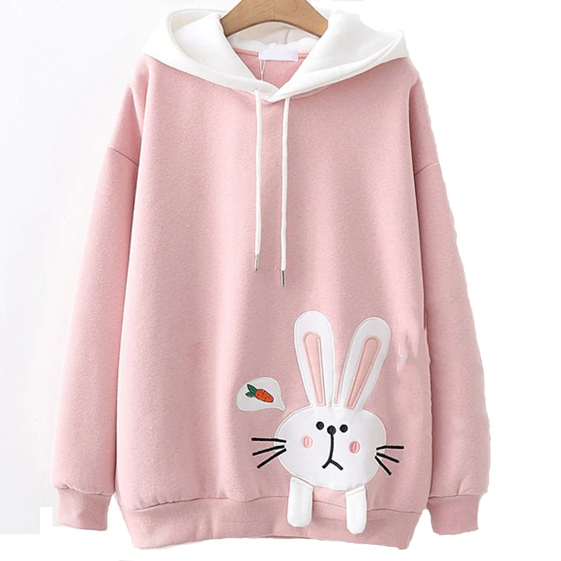 

Hoodies Women Large Size Leisure Letter Printed Long Sleeve Hooded Womens Pullover Soft Cotton Korean Style Ladies Sweatshirts