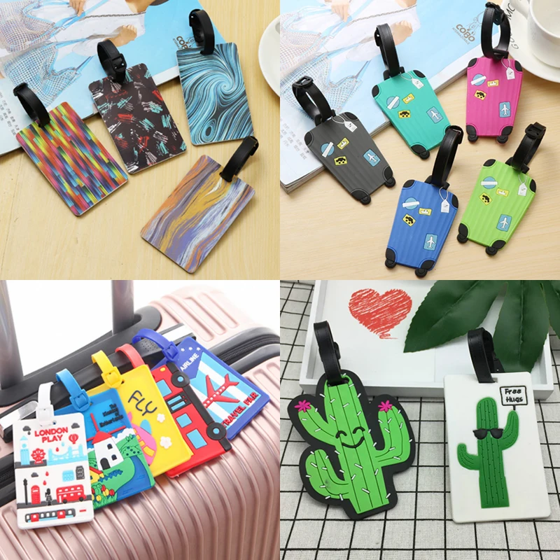

Luggage Suitcase Tag Travel Accessories Organizer Label ID Name Address Holder Silicone Luggage Card Mini Anti-lost Luggage Tag