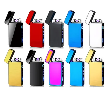 

Windproof Flameless USB Rechargeable Electronic Lighter Briquet Touch Induction Cigarette Metal Smart Double Side Lighter
