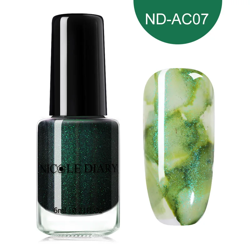 NICOLE DIARY 6 мл красочные акварельные мраморные чернила для ногтей, лак для ногтей, сверкающий DIY дизайн ногтей, самодельные Украшения для ногтей - Цвет: 6ml NDAC07