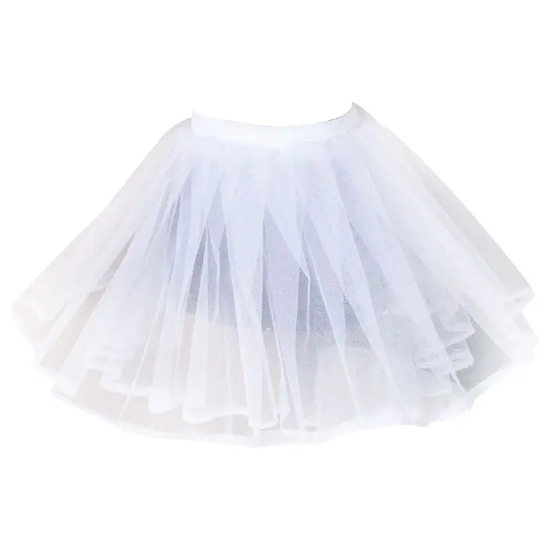 Женская детская белая короткая юбка из плотной сетки, Двухслойная юбка лолита для девочек, юбка полупрозрачное свадебное платье кринолин