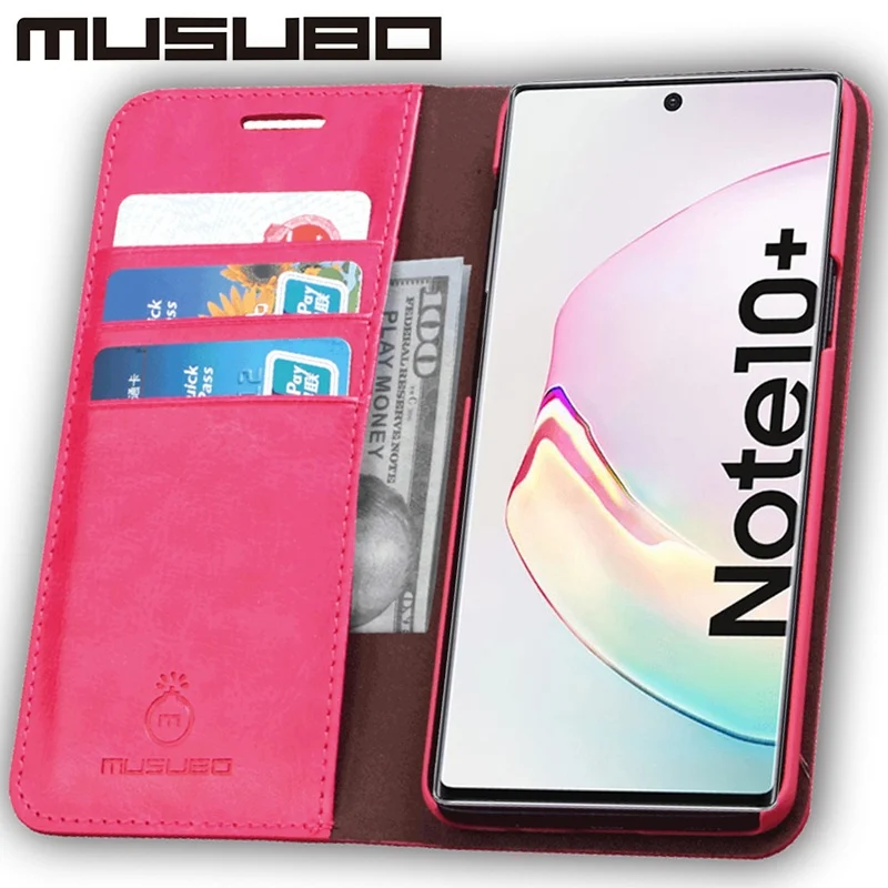 Роскошный Musubo чехол для samsung Galaxy Note 10 натуральная кожа крышка чехол для Note 8 9 чехол-портмоне с откидной крышкой S10e S10+ S9 карты чехол для телефона - Цвет: Розовый