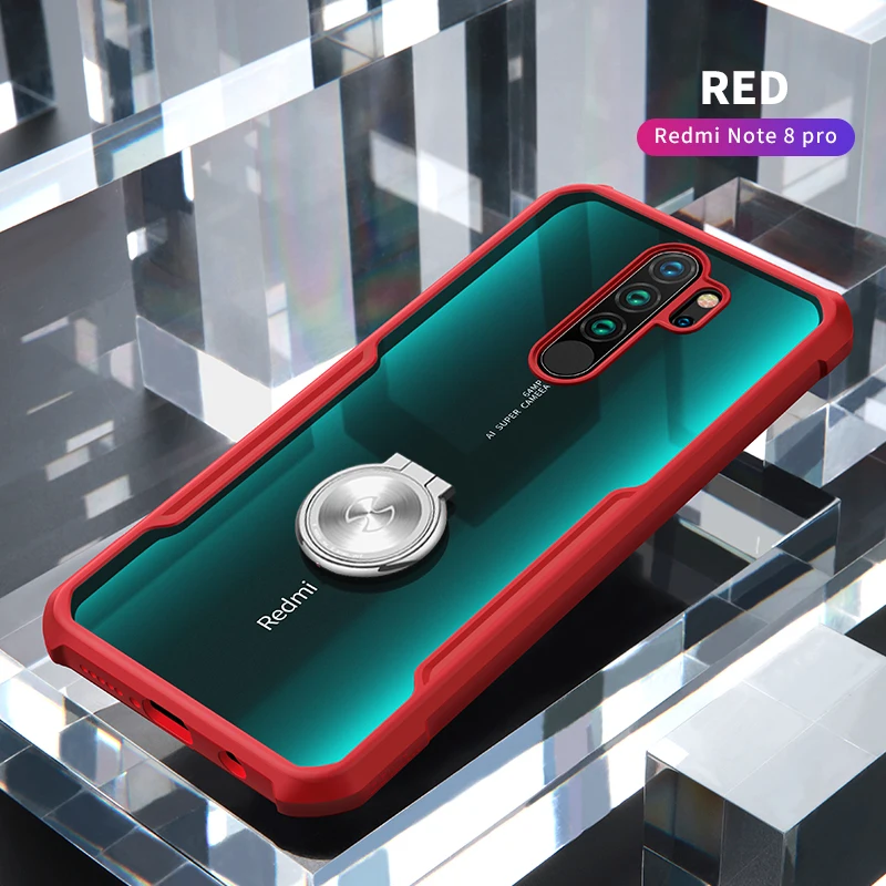 Red with ring Xundd ультра тонкий для Redmi Note 8 Pro чехол Магнитный кольцевой кронштейн для XiaoMi Note 8 чехол для телефона 360 полная Защита задняя крышка - Цвет: Red with ring