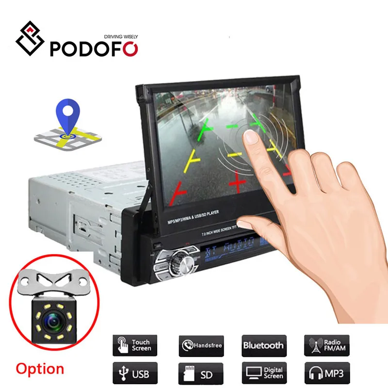 Автомагнитола 1din Podofo, стерео система с Bluetooth, с 7 "экраном HD, камерой заднего вида, FM радио, Типоразмер 1DIN|touch car radio|car stereo audioradio touch | АлиЭкспресс