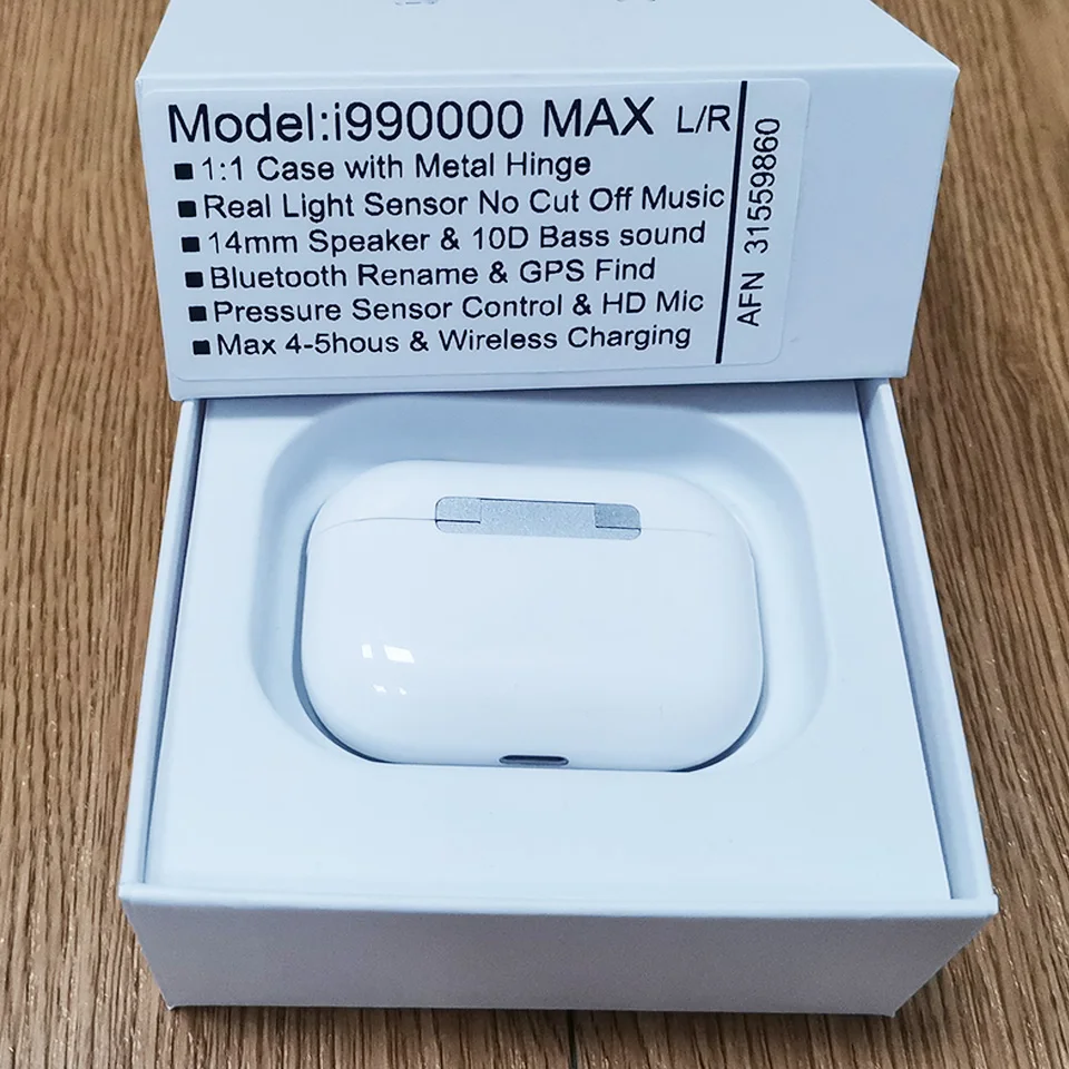 Беспроводные наушники i990000 MAX TWS с Bluetooth 1:1 датчиком освещенности без отключения