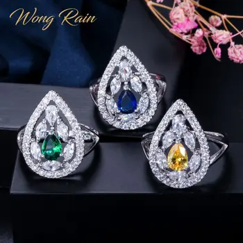 

Wong Rain 100% 925 Sterling Silver Created Moissanite Citrine Emerald Sapphire Gemstone Wedding Engagement Ring Fine Jewelry
